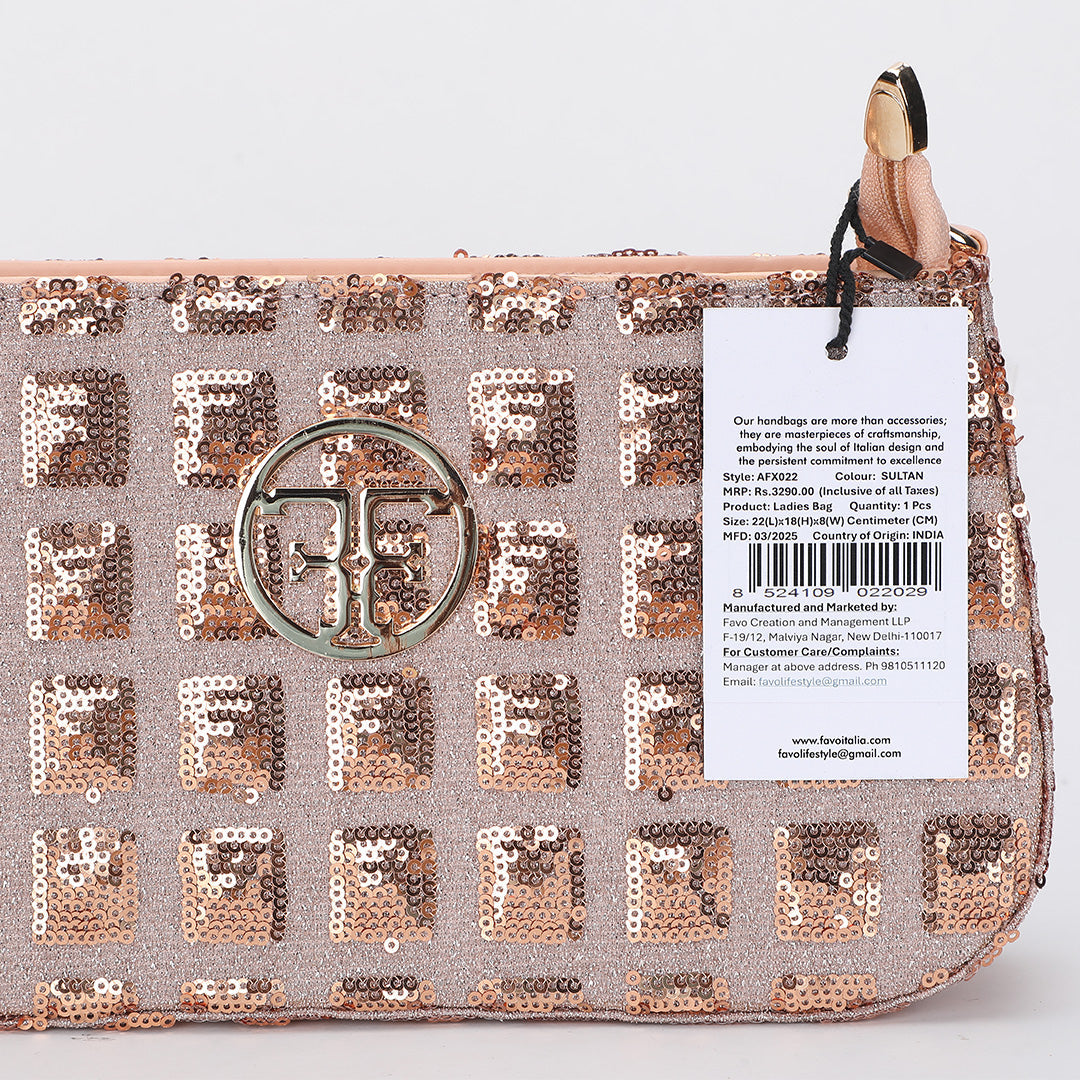 Borsa Glitterata Shoulder Strap Bag Favo Italia