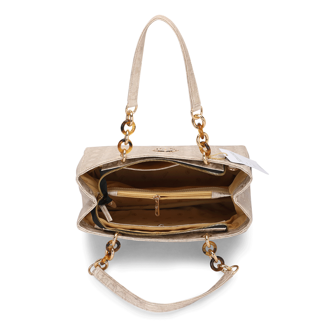 Gilded Grace Chain Tote Bag Favo Italia