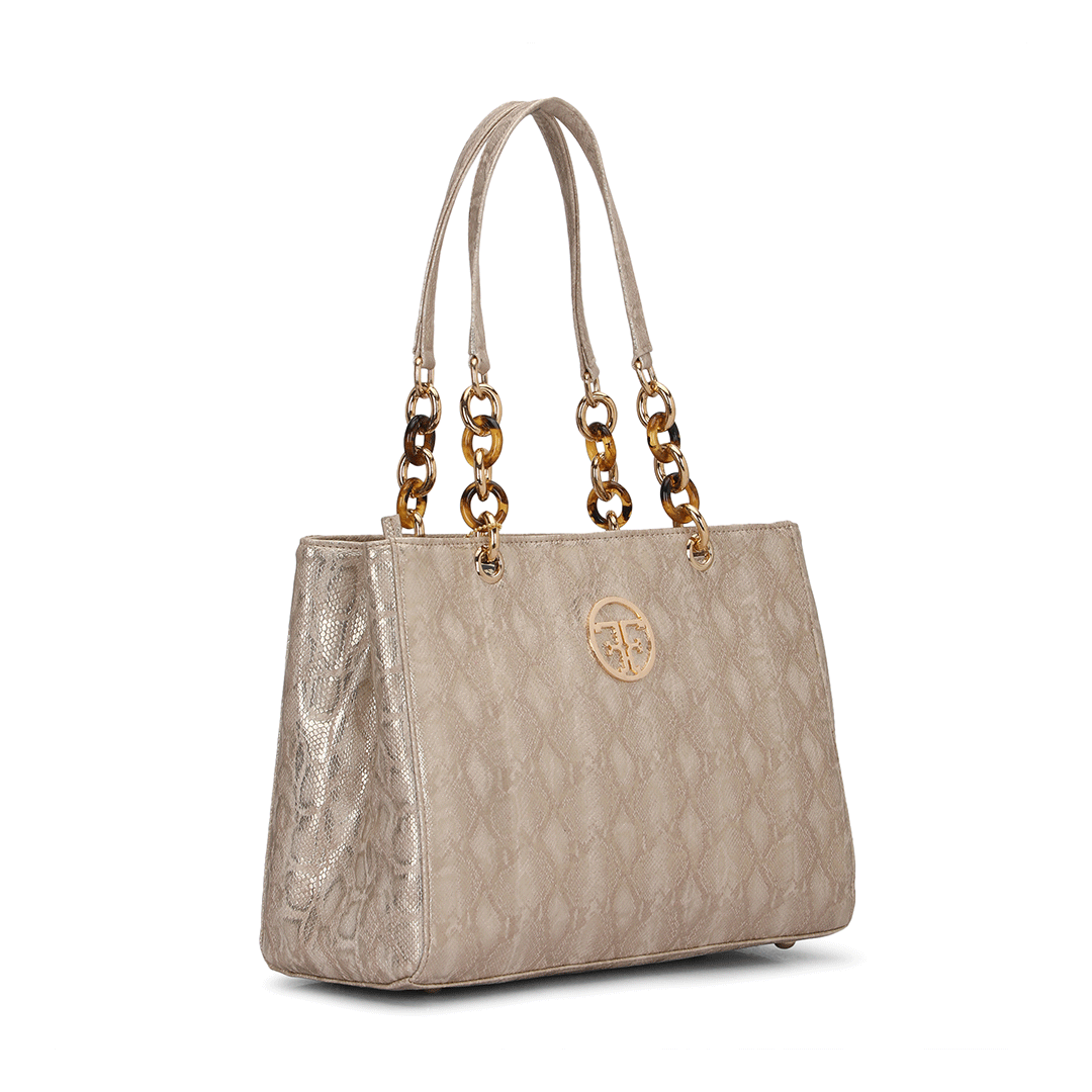 Gilded Grace Chain Tote Bag Favo Italia