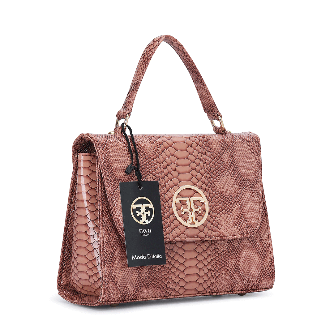 Alligator Texture Satchel Bag Favo Italia