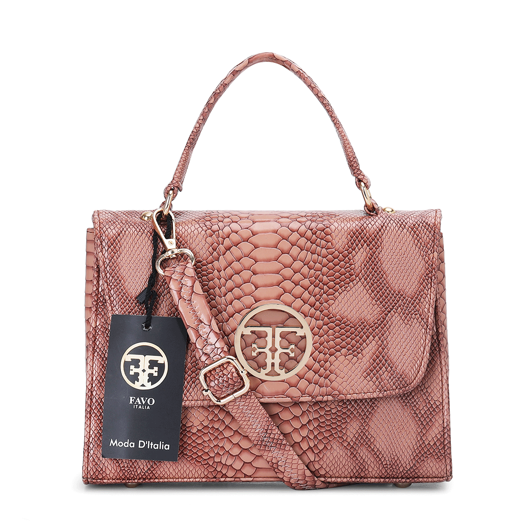 Alligator Texture Satchel Bag Favo Italia