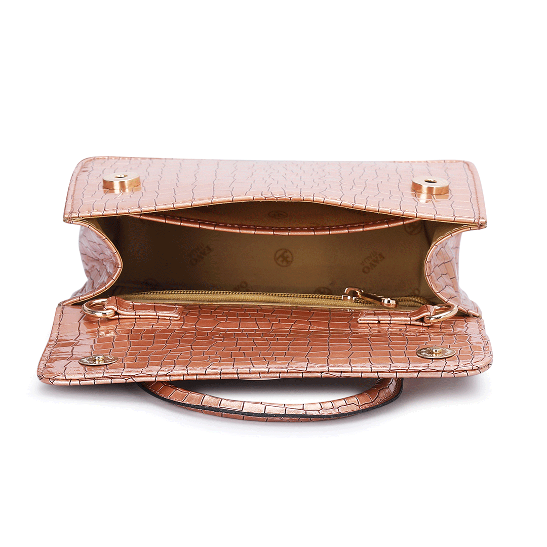 Small Croco Luxe Handle Bag Favo Italia