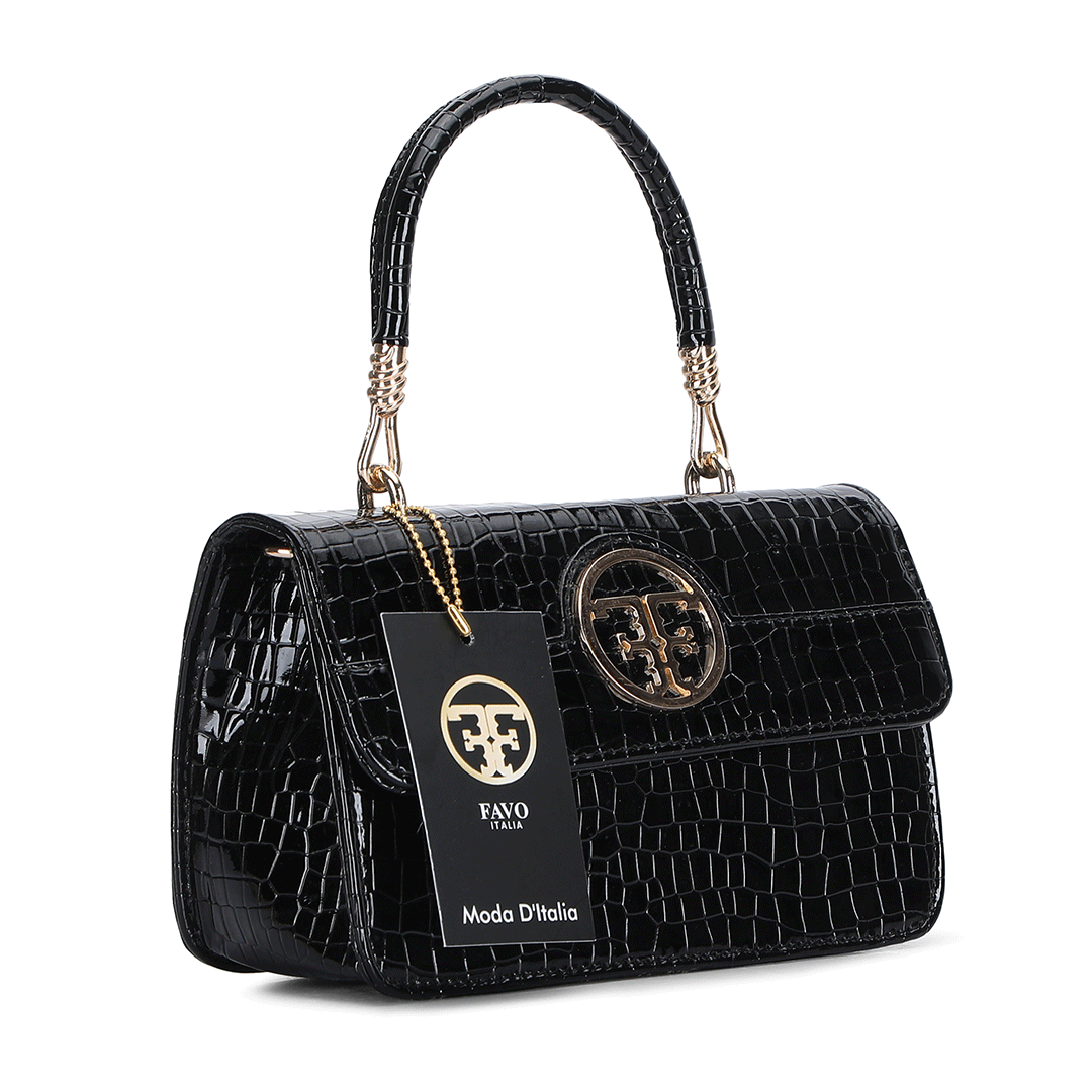 Small Croco Luxe Handle Bag Favo Italia