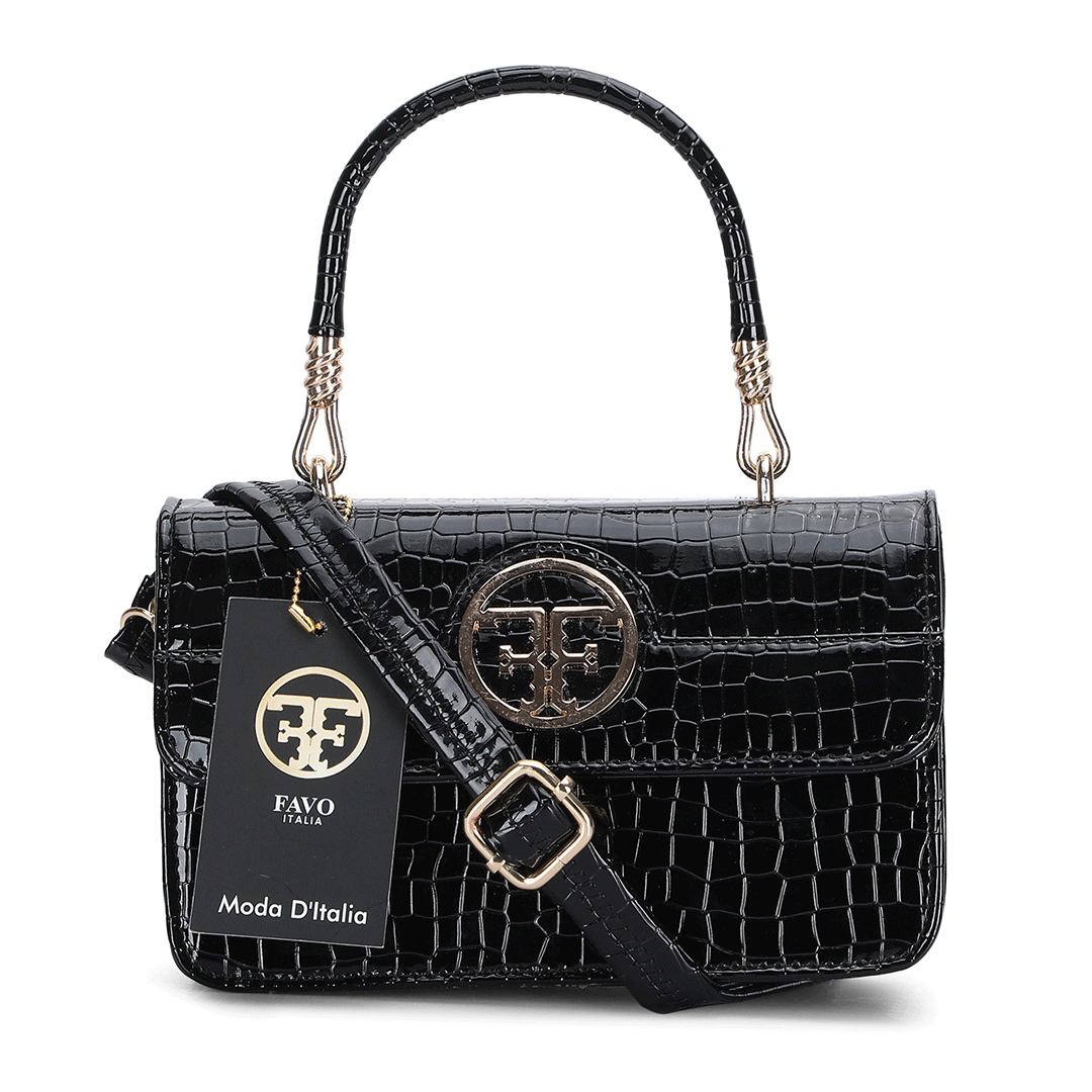 Small Croco Luxe Handle Bag