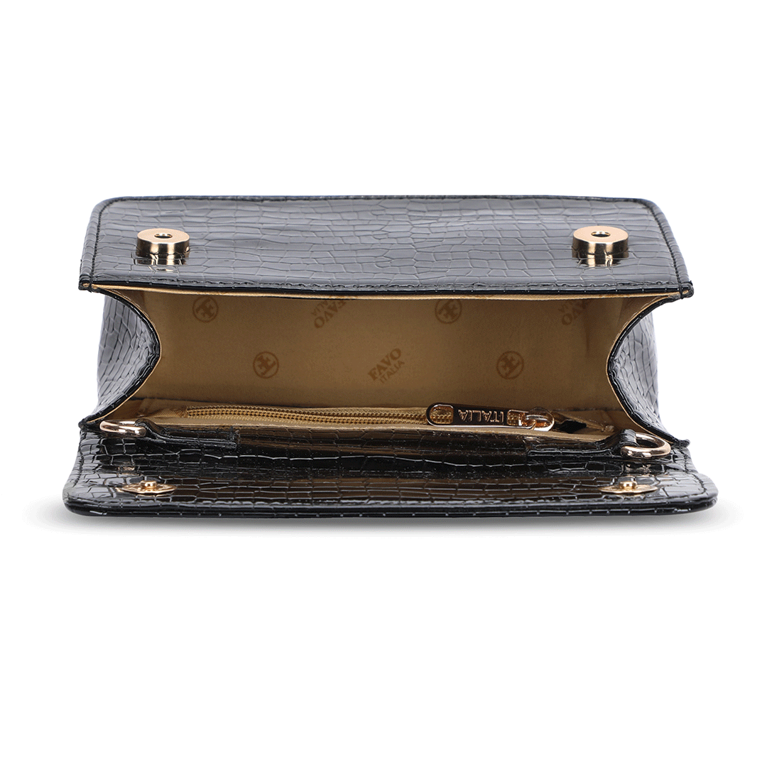 Small Croco Luxe Handle Bag