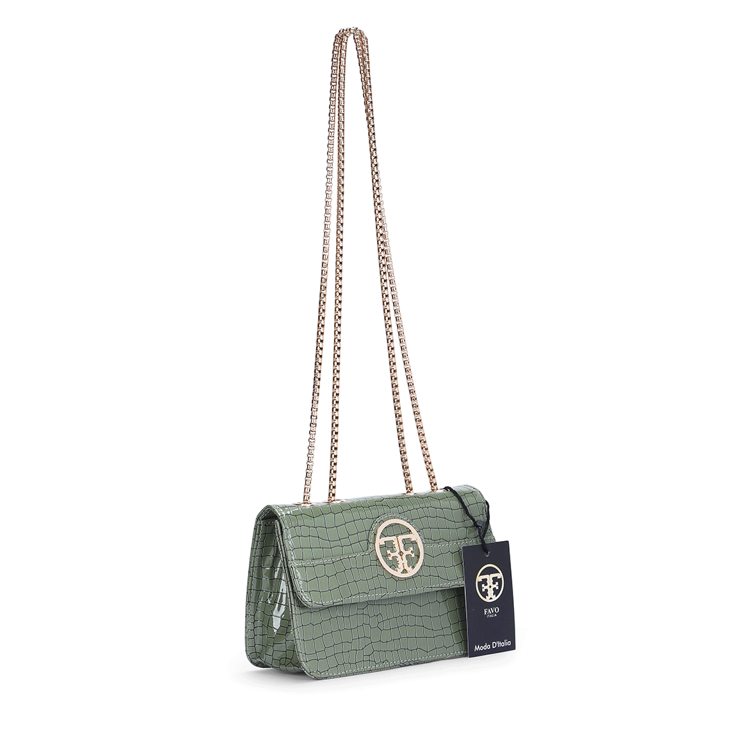 Compact Croco Sling Bag Favo Italia