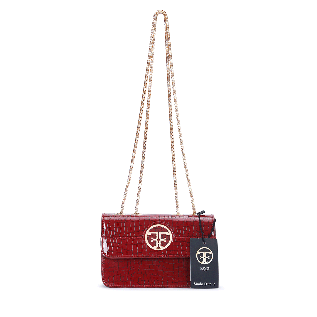 Compact Croco Sling Bag Favo Italia