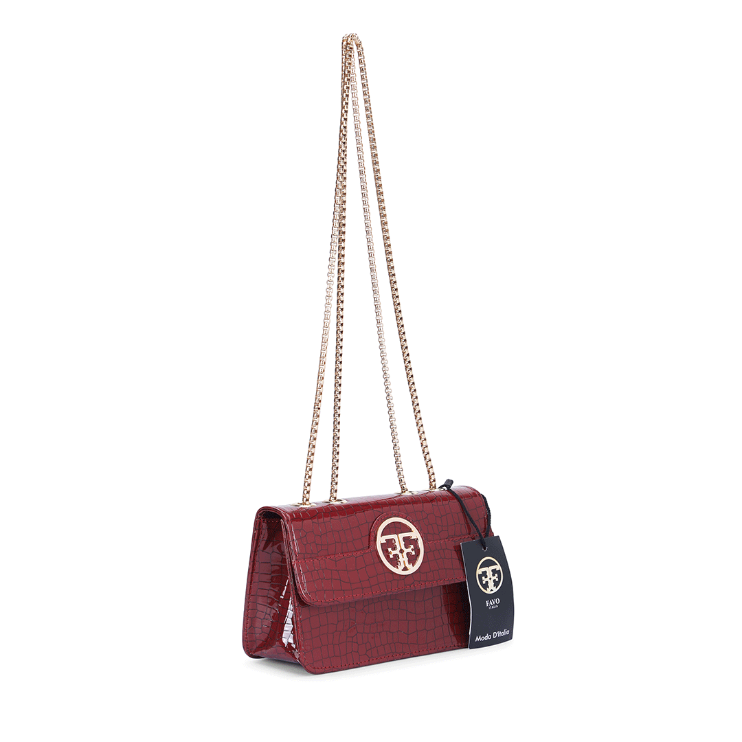 Compact Croco Sling Bag Favo Italia